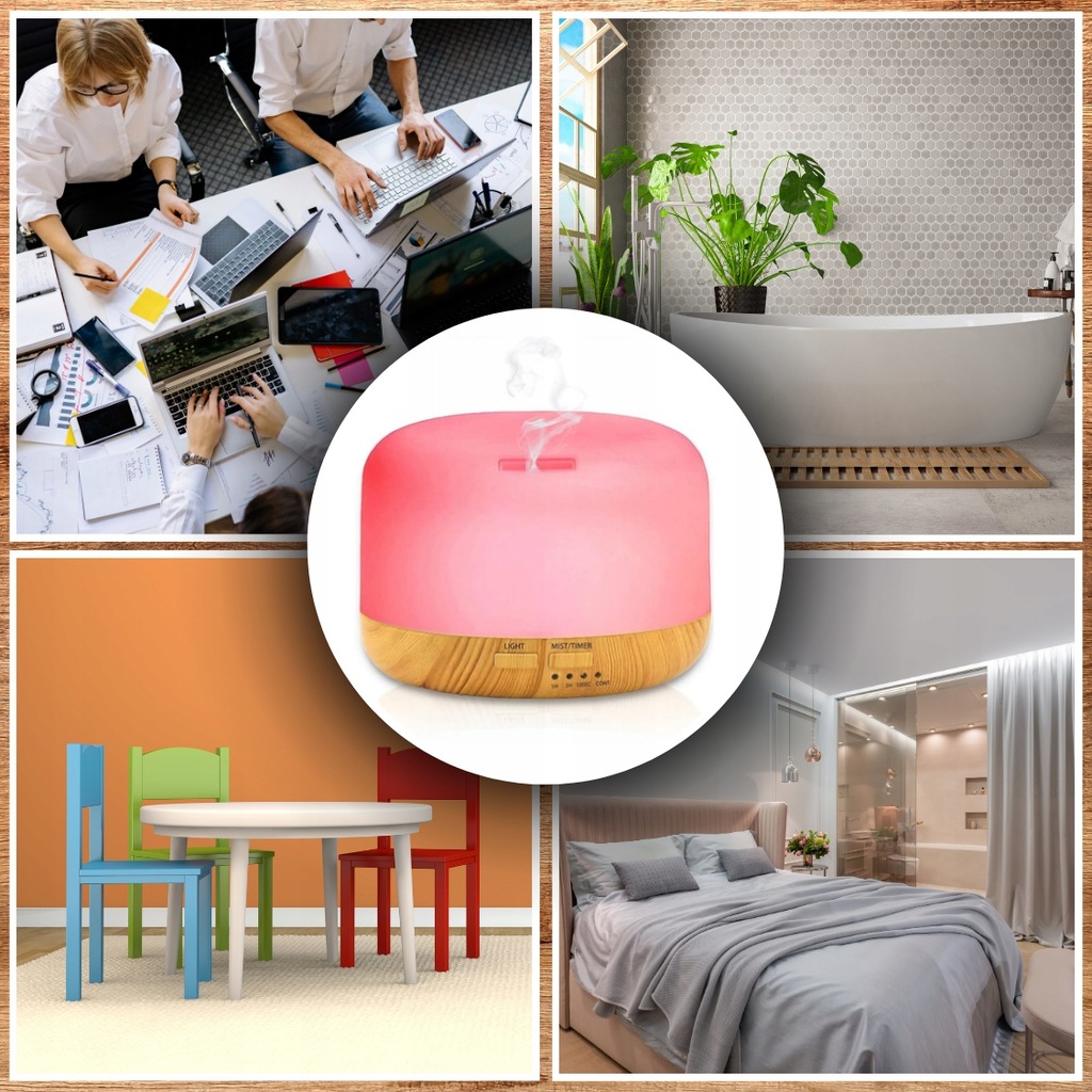 NAWILŻACZ POWIETRZA LAMPKA NOCNA ZAPACHOWY DYFUZOR AROMATERAPIA RGB + PILOT Wysokość produktu 9 cm